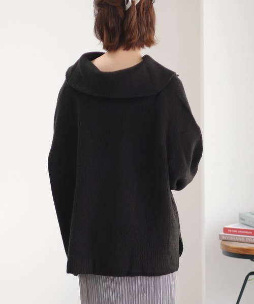 ElegChic（エレグシック）の「ハーフジップアップセーター（ニット/セーター・レディース・ブラック/バーガンディー/グレー・4L/M/XL）」の11枚目の写真