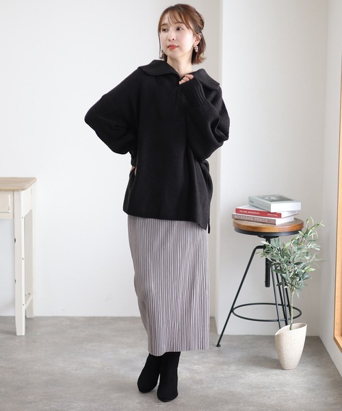 ElegChic（エレグシック）の「ハーフジップアップセーター（ニット/セーター・レディース・ブラック/バーガンディー/グレー・4L/M/XL）」の20枚目の写真