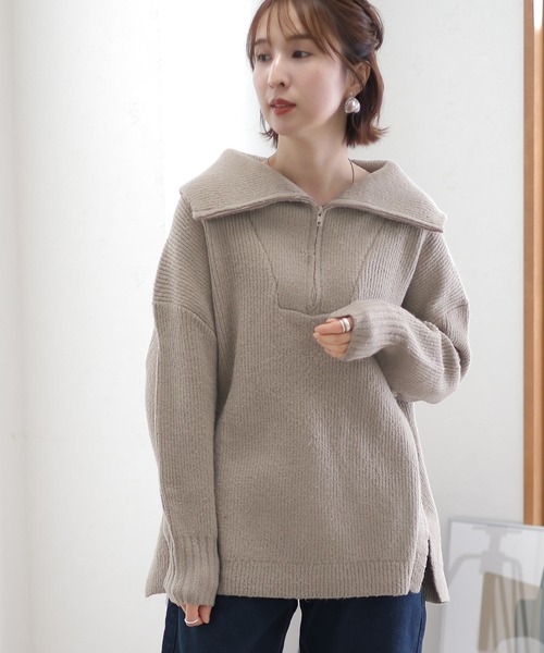 ElegChic（エレグシック）の「ハーフジップアップセーター（ニット/セーター・レディース・ブラック/バーガンディー/グレー・4L/M/XL）」の9枚目の写真