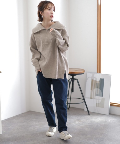 ElegChic（エレグシック）の「ハーフジップアップセーター（ニット/セーター・レディース・ブラック/バーガンディー/グレー・4L/M/XL）」の4枚目の写真