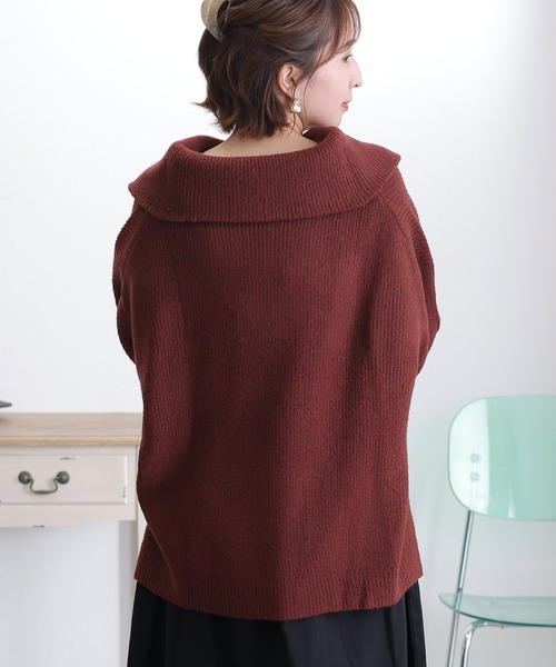 ElegChic（エレグシック）の「ハーフジップアップセーター（ニット/セーター・レディース・ブラック/バーガンディー/グレー・4L/M/XL）」の12枚目の写真
