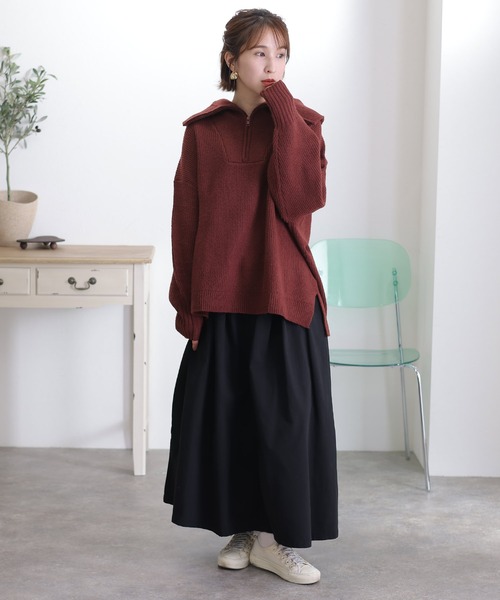 ElegChic（エレグシック）の「ハーフジップアップセーター（ニット/セーター・レディース・ブラック/バーガンディー/グレー・4L/M/XL）」の21枚目の写真