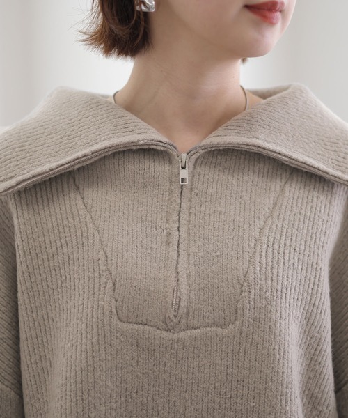 ElegChic（エレグシック）の「ハーフジップアップセーター（ニット/セーター・レディース・ブラック/バーガンディー/グレー・4L/M/XL）」の10枚目の写真
