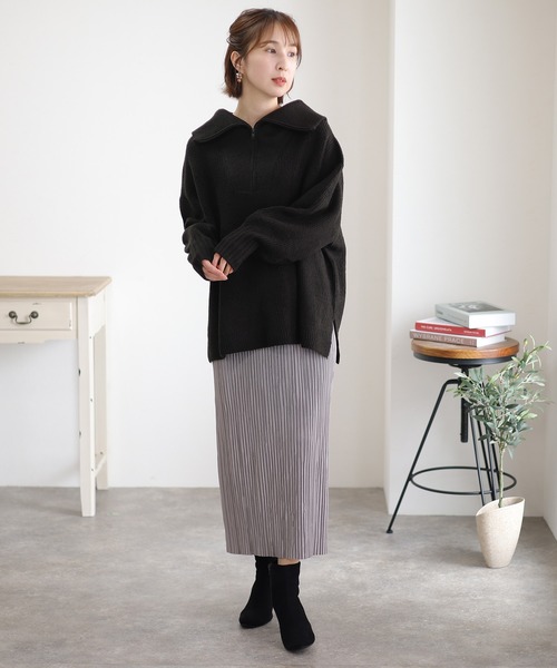 ElegChic（エレグシック）の「ハーフジップアップセーター（ニット/セーター・レディース・ブラック/バーガンディー/グレー・4L/M/XL）」の17枚目の写真