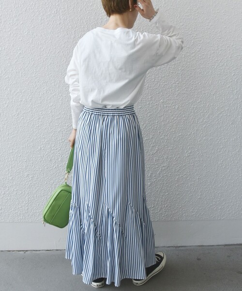 monmimi(モンミミ)の「【SHIPS any別注】MONMIMI:〈洗濯機可能〉 ロゴ プリント ロング TEE 23SS(Tシャツ/カットソー・レディース・ホワイト/ピンク/ベージュ・ONE SIZE)」の18枚目の写真