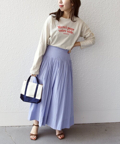monmimi(モンミミ)の「【SHIPS any別注】MONMIMI:〈洗濯機可能〉 ロゴ プリント ロング TEE 23SS(Tシャツ/カットソー・レディース・ホワイト/ピンク/ベージュ・ONE SIZE)」の21枚目の写真