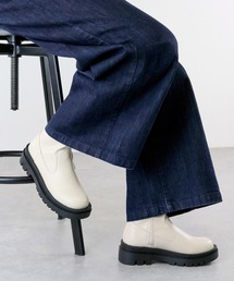 新品同様☆Koosベージュブーツ くすみカラー ベージュ 無地 シンプル ジャガード生地 ブーツ