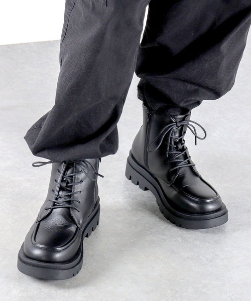 セール】+5cm 軽量厚底 ユニセックス スクエアトゥトラックソール