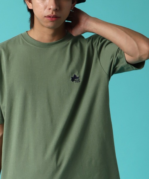 LOGOS park（ロゴスパーク）の「【LOGOS Park/ロゴスパーク】リサイクルコットン ショートスリーブ ワンポイントロゴTシャツ（Tシャツ/カットソー・メンズ・オレンジ/チャコール/ベージュ/ネイビー/イエロー/ベージュ系その他/杢グレー/オフホワイト/カーキ/サックスブルー/カーキ系/ベージュ系/ホワイト/ブルー/ダークオレンジ/ブラック・2L/M/L/LL）」の19枚目の写真