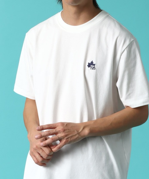 LOGOS park（ロゴスパーク）の「【LOGOS Park/ロゴスパーク】リサイクルコットン ショートスリーブ ワンポイントロゴTシャツ（Tシャツ/カットソー・メンズ・オレンジ/チャコール/ベージュ/ネイビー/イエロー/ベージュ系その他/杢グレー/オフホワイト/カーキ/サックスブルー/カーキ系/ベージュ系/ホワイト/ブルー/ダークオレンジ/ブラック・2L/M/L/LL）」の22枚目の写真