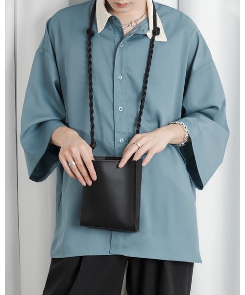 Adoon plain(アドーンプレーン)の「【Adoon plain】編み込みショルダーバッグ(ショルダーバッグ・メンズ・ライトグリーン/ブラック・FREE)」の3枚目の写真