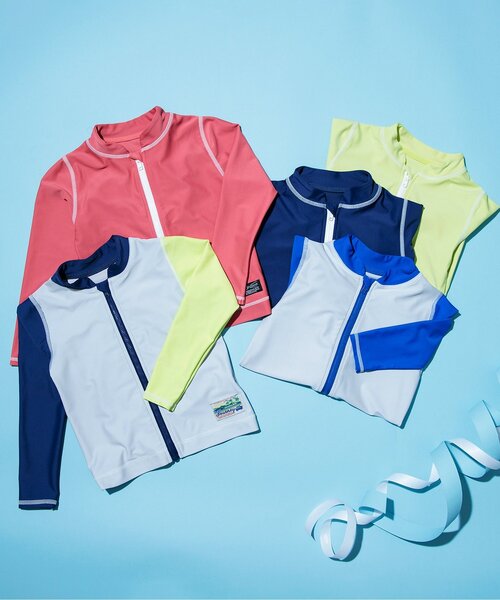 BREEZE（ブリーズ）の「【UVカット】前開き長袖ラッシュガード（ラッシュガード・キッズ・レインボー/ピンク/ブルー/ネイビー/ライム・80/130/90/120/140/100/110）」の18枚目の写真