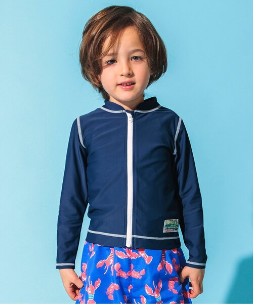 BREEZE（ブリーズ）の「【UVカット】前開き長袖ラッシュガード（ラッシュガード・キッズ・レインボー/ピンク/ブルー/ネイビー/ライム・80/130/90/120/140/100/110）」の6枚目の写真