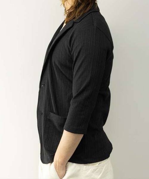 STYLEBLOCK(スタイルブロック)の「TCランダムテレコ七分袖2Bジャケット(テーラードジャケット・メンズ・ホワイト/ネイビー/ブラック・M/L/LL)」の9枚目の写真