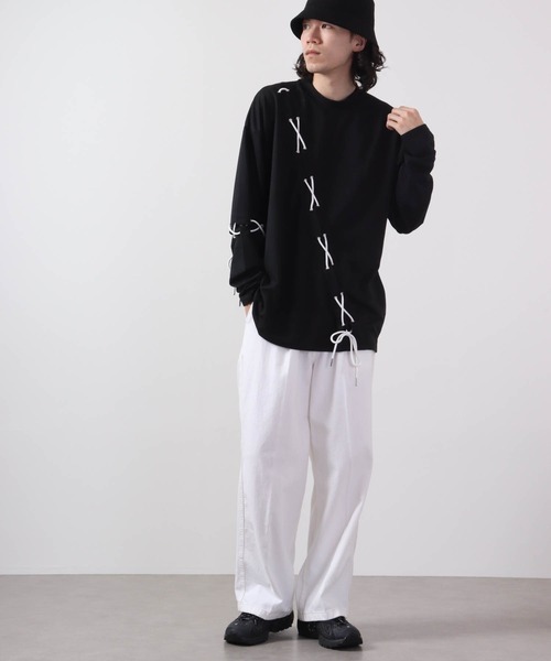 REGIEVO(レジエボ)の「REGIEVO レースアップロンTee(Tシャツ/カットソー・メンズ・オフホワイト/ブラック・L/M)」の11枚目の写真