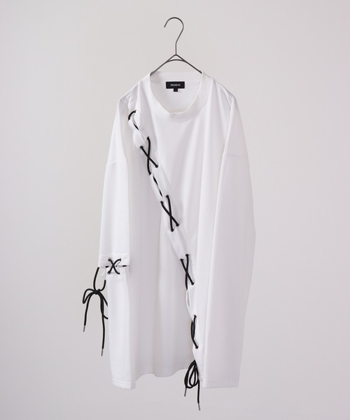 REGIEVO(レジエボ)の「REGIEVO レースアップロンTee(Tシャツ/カットソー・メンズ・オフホワイト/ブラック・L/M)」の12枚目の写真