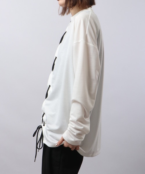 REGIEVO(レジエボ)の「REGIEVO レースアップロンTee(Tシャツ/カットソー・メンズ・オフホワイト/ブラック・L/M)」の21枚目の写真
