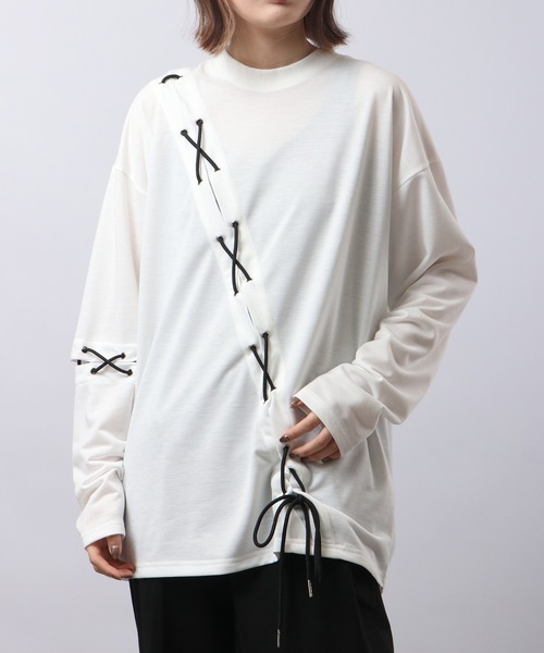 REGIEVO(レジエボ)の「REGIEVO レースアップロンTee(Tシャツ/カットソー・メンズ・オフホワイト/ブラック・L/M)」の20枚目の写真