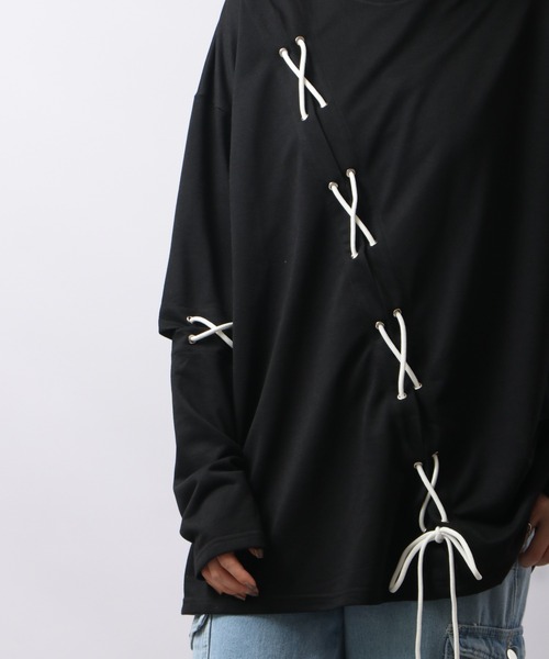 REGIEVO(レジエボ)の「REGIEVO レースアップロンTee(Tシャツ/カットソー・メンズ・オフホワイト/ブラック・L/M)」の19枚目の写真