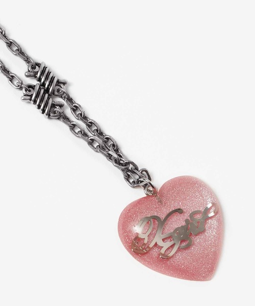 X-girl（エックスガール）の「CRYSTAL HEART NECKLACE（ネックレス・レディース・ピンク/ライトブルー・ONE SIZE）」の8枚目の写真