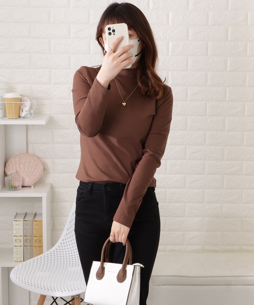 Lace Ladies(レースレディース)の「プチハイネック長袖プルオーバー(Tシャツ/カットソー・レディース・ラベンダー/グレイッシュベージュ/ホワイト/ブラウン/マスタード/ブラック・M/XL)」の19枚目の写真