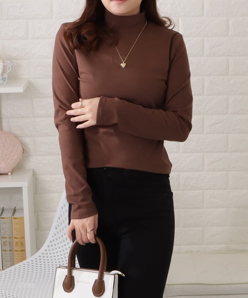 Lace Ladies(レースレディース)の「プチハイネック長袖プルオーバー(Tシャツ/カットソー・レディース・ラベンダー/グレイッシュベージュ/ホワイト/ブラウン/マスタード/ブラック・M/XL)」の14枚目の写真