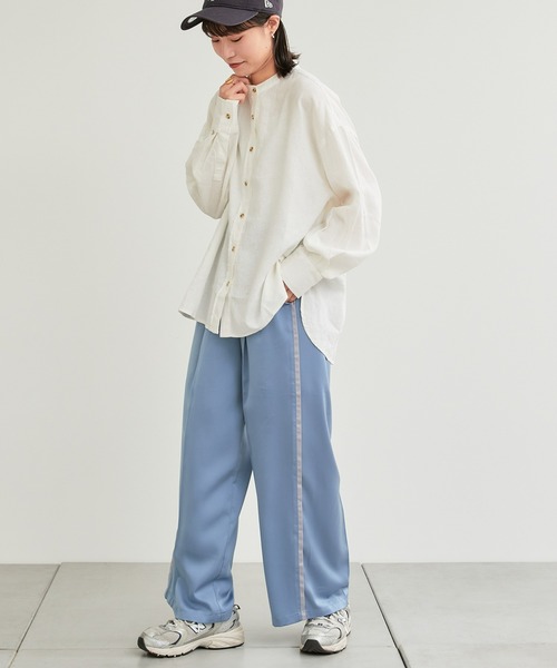 CIAOPANIC TYPY（チャオパニックティピー）の「【お気に入り数3.3万人突破】【OSORO】リネンレーヨンバンドカラーオーバーシャツ（シャツ/ブラウス・レディース・サックスブルー/ブラック/イエロー/ホワイト/チャコールグレー/ネイビー/グレー系その他・ONE SIZE）」の13枚目の写真