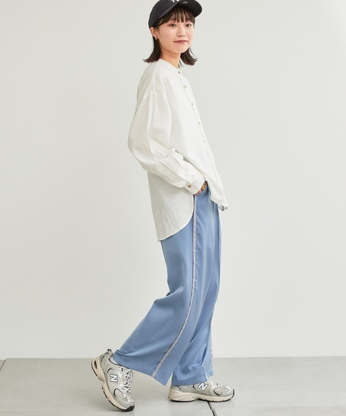 CIAOPANIC TYPY（チャオパニックティピー）の「【お気に入り数3.3万人突破】【OSORO】リネンレーヨンバンドカラーオーバーシャツ（シャツ/ブラウス・レディース・サックスブルー/ブラック/イエロー/ホワイト/チャコールグレー/ネイビー/グレー系その他・ONE SIZE）」の19枚目の写真