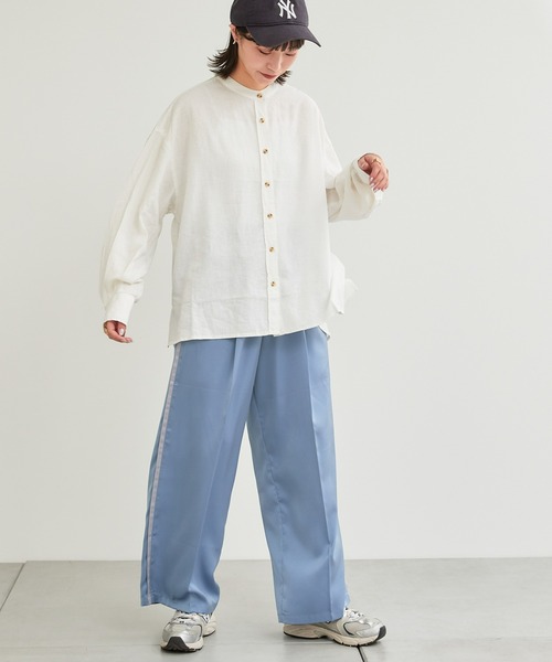 CIAOPANIC TYPY（チャオパニックティピー）の「【お気に入り数3.3万人突破】【OSORO】リネンレーヨンバンドカラーオーバーシャツ（シャツ/ブラウス・レディース・サックスブルー/ブラック/イエロー/ホワイト/チャコールグレー/ネイビー/グレー系その他・ONE SIZE）」の20枚目の写真