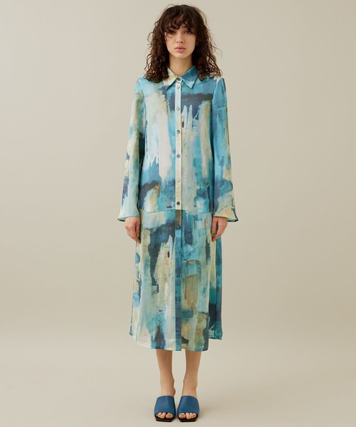 セール】Volume Sleeve Shirt Dress / ボリュームスリーブシャツ
