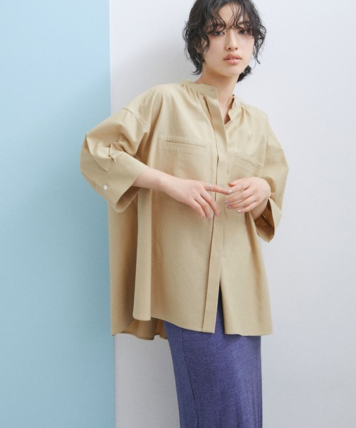 ADAM ET ROPE'(アダムエロペ)の「【WEB限定】リネンステッチワークシャツ(シャツ/ブラウス・レディース・ブラック/ホワイト/ベージュ/ピンク・FREE)」の4枚目の写真
