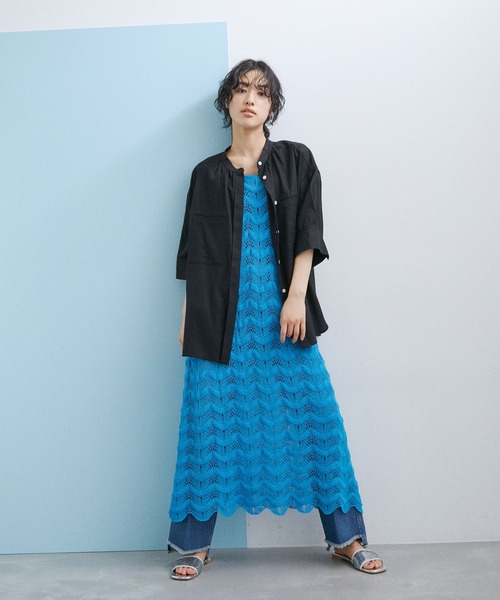 ADAM ET ROPE'(アダムエロペ)の「【WEB限定】リネンステッチワークシャツ(シャツ/ブラウス・レディース・ブラック/ホワイト/ベージュ/ピンク・FREE)」の12枚目の写真