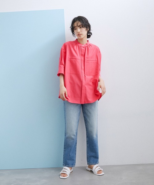 セール】【WEB限定】リネンステッチワークシャツ（シャツ