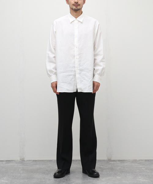 EDIFICE LA BOUCLE（エディフィスラブークル）の「【LA BOUCLE / ラブークル】リネン フレンチ レギュラーカラー シャツ（シャツ/ブラウス・メンズ・ホワイト/ブラック・1/2）」の7枚目の写真