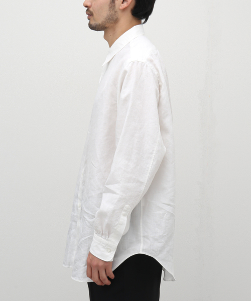 EDIFICE LA BOUCLE（エディフィスラブークル）の「【LA BOUCLE / ラブークル】リネン フレンチ レギュラーカラー シャツ（シャツ/ブラウス・メンズ・ホワイト/ブラック・1/2）」の12枚目の写真