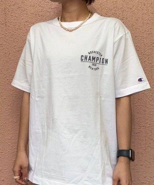 Champion（チャンピオン）の「【Champion】ワンポイントプリントＴシャツ（Tシャツ/カットソー・レディース・ホワイト/ブルー・M/L）」の21枚目の写真