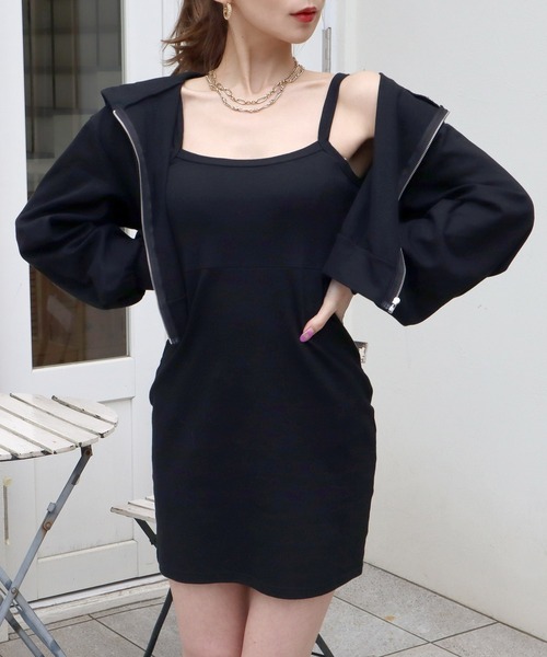 ROYAL PARTY（ロイヤルパーティー）の「【ZOZO限定】パーカー＆カットミニキャミワンピース（ワンピース・レディース・ブラック/ブルー/グレー/ホワイト系その他・FREE）」の9枚目の写真