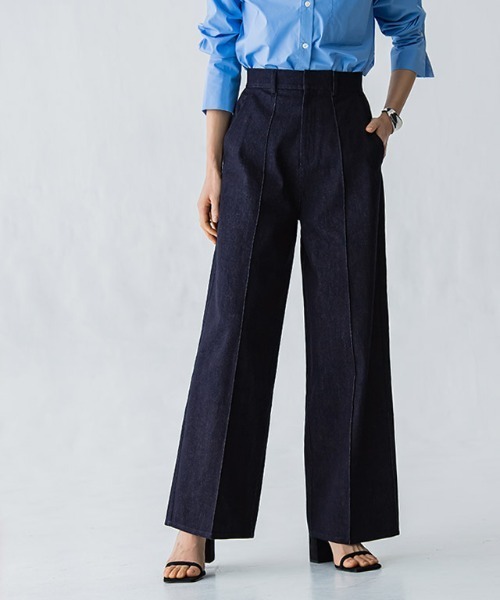 RASW（ラス）の「[RASW] ピンタックスラックスデニムパンツ（デニムパンツ・レディース・インディゴブルー/ブルー・M/L/S）」の8枚目の写真