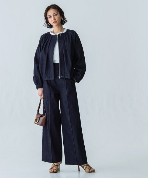 RASW（ラス）の「[RASW] ピンタックスラックスデニムパンツ（デニムパンツ・レディース・インディゴブルー/ブルー・M/L/S）」の3枚目の写真