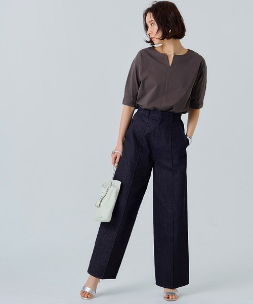 RASW（ラス）の「[RASW] ピンタックスラックスデニムパンツ（デニムパンツ・レディース・インディゴブルー/ブルー・M/L/S）」の14枚目の写真