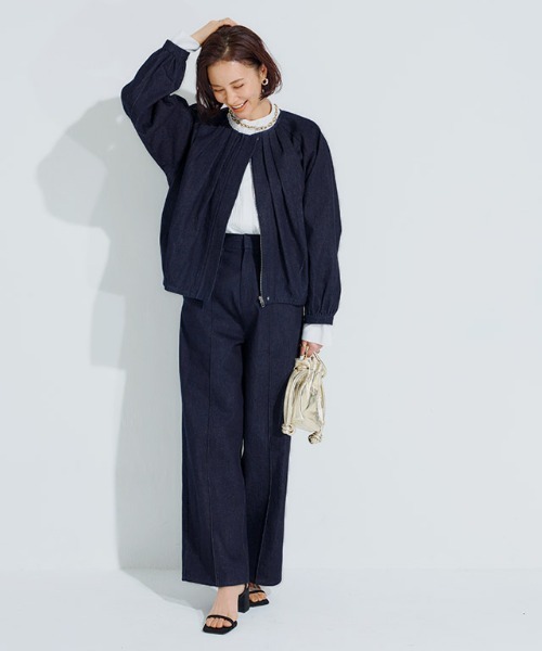 RASW（ラス）の「[RASW] ピンタックスラックスデニムパンツ（デニムパンツ・レディース・インディゴブルー/ブルー・M/L/S）」の9枚目の写真