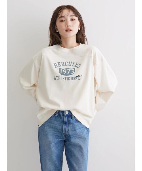 AMERICAN HOLIC(アメリカンホリック)の「ラガー切り替えロゴカットプルオーバー(Tシャツ/カットソー・レディース・イエロー/オフホワイト/チャコールグレー・M/L)」の4枚目の写真