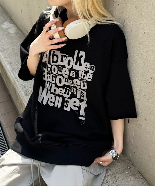 sedacle（セダクル）の「ルーズシルエットダメージTシャツ（Tシャツ/カットソー・メンズ・アイボリー/ブラック/グリーン・MEDIUM/LARGE）」の3枚目の写真