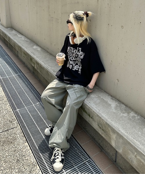 sedacle（セダクル）の「ルーズシルエットダメージTシャツ（Tシャツ/カットソー・メンズ・アイボリー/ブラック/グリーン・MEDIUM/LARGE）」の19枚目の写真