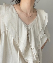 big collar frill half blouse / 付け襟風ビッグカラーフリルハーフブラウス