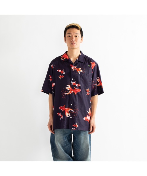APPLEBUM（アップルバム）の「Tadaomi Shibuya "Gold Fish" S/S Aloha Shirt（シャツ/ブラウス・メンズ・ネイビー/グリーン・MEDIUM/LARGE/X-LARGE）」の6枚目の写真