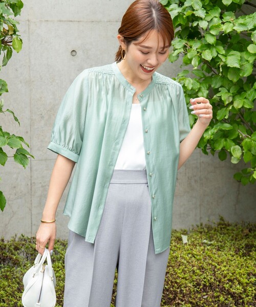 タグ付新品　ノーリーズ　2WAYソフトオーガンジーシャーリング5分袖ブラウス タグ付新品 ノーリーズ 2WAYソフトオーガンジーシャーリング5分