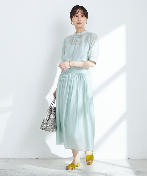 NOLLEY’S(ノーリーズ)の「《セットアップ対応》2WAYソフトオーガンジーシャーリング5分袖ブラウス(シャツ/ブラウス・レディース・ライトブルー/ブラック/ミント/ブラウン/ライトグリーン/イエロー/ネイビー・38/36)」の15枚目の写真