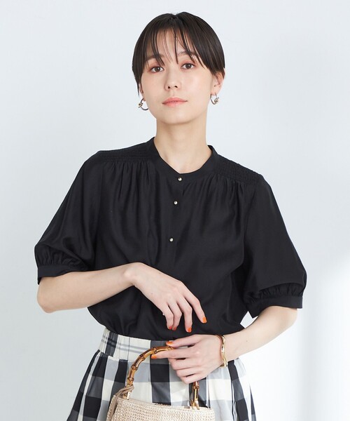 タグ付新品　ノーリーズ　2WAYソフトオーガンジーシャーリング5分袖ブラウス タグ付新品 ノーリーズ 2WAYソフトオーガンジーシャーリング5分