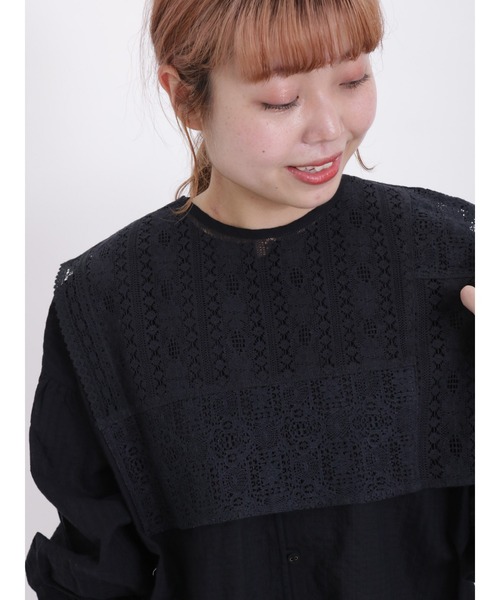 Samansa Mos2（サマンサ モスモス）の「【Lace collection】取り外しレース付ドビーブラウス（シャツ/ブラウス・レディース・オフホワイト/ブラック・F）」の20枚目の写真